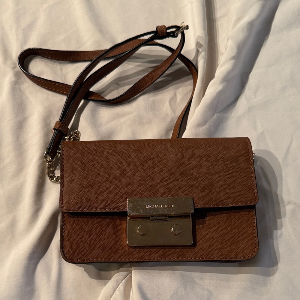 Michael Kors Brown Crossbody Bag with Gold Hardware